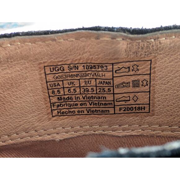 Ugg Australia Corinne Black Suede Back Stitch Heeled Ankle Boot Bootie Sz 8.5 - Picture 5 of 8